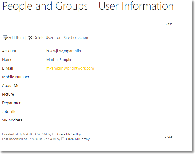 SharePoint user account identity