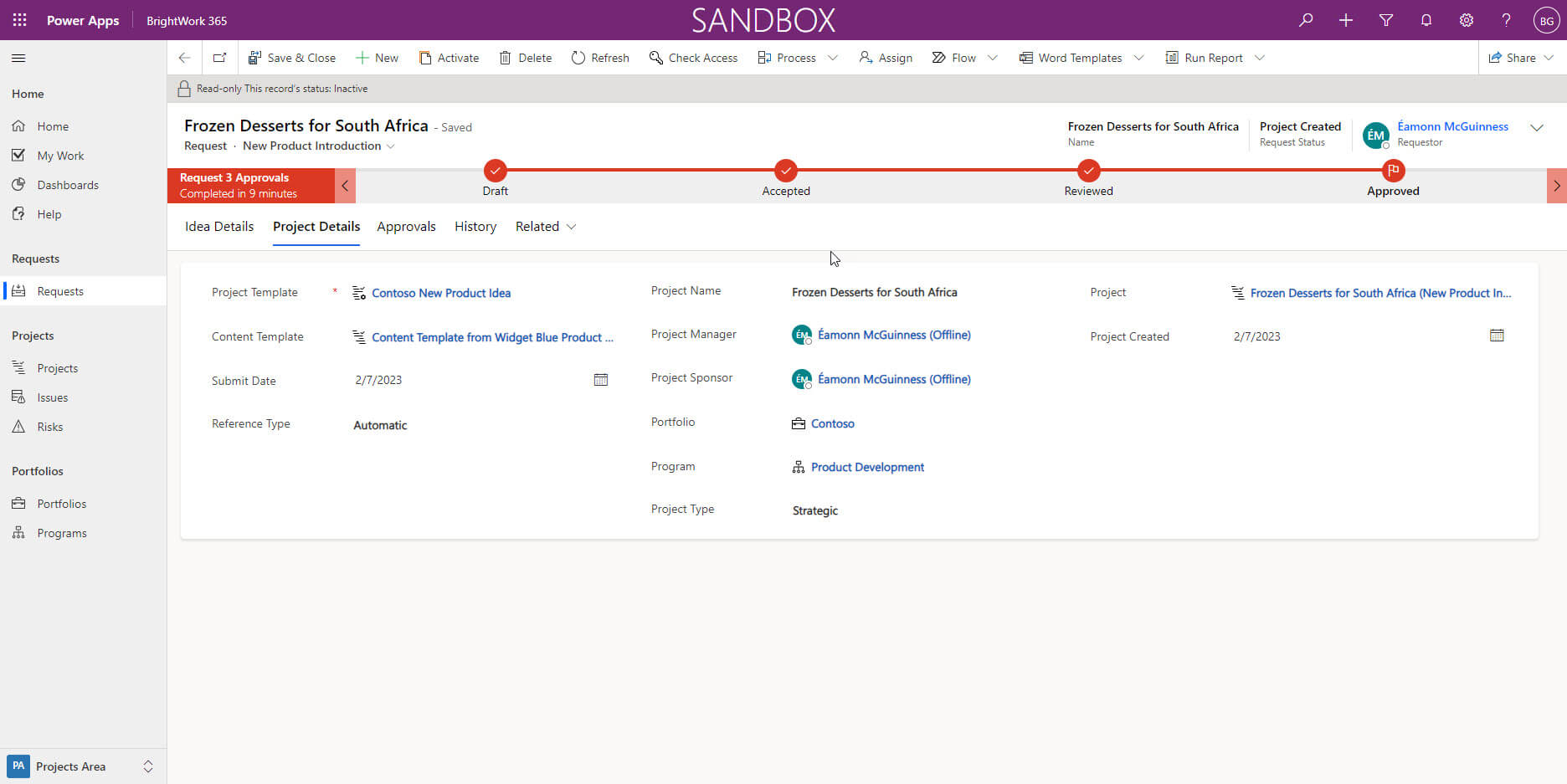 brightwork 365 project intake with power automate